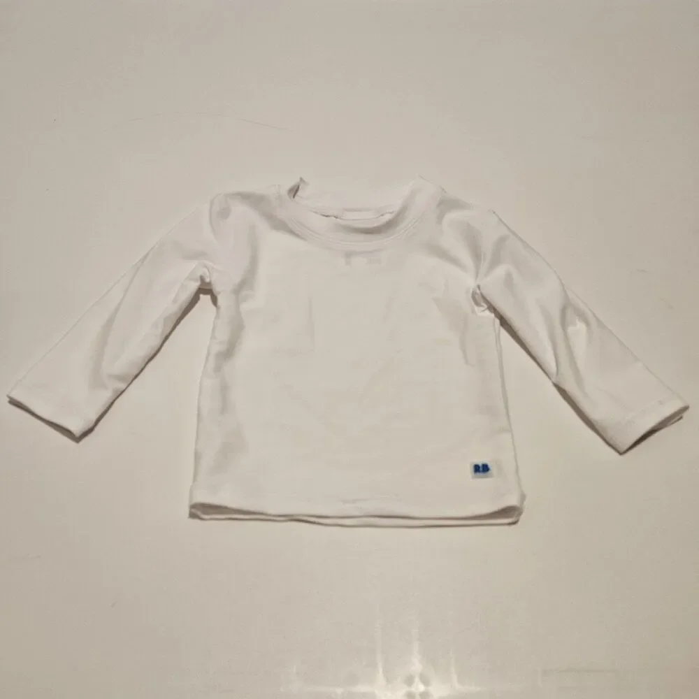 RuggedButts Boy Girl Baby White Swim Sun Rashguard Long Sleeve Shirt Size 6-12 M